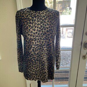 Nina Patrick Leopard Print Lambswool & Angora Sweater Size M